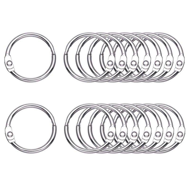 Antner 100Pcs 1 Inch Loose Leaf Binder Rings Nickel Plated Metal Office Book Rings Clips Keychain Keyrings for Index Cards, Flashcards, Notebooks, Photos, Scrapbooks, Home Office Supplies, Silver - Image 1